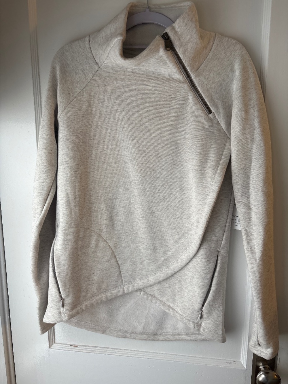 Athleta Cozy Karma Asym Pullover, Toasted Brown Heather, Sz XXS, NWT